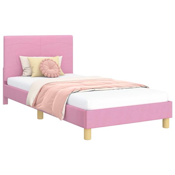 Grote foto vidaxl bedframe voor kinderen met hoofdbord roze 80 x 200 cm stof antiek en kunst stoelen en banken