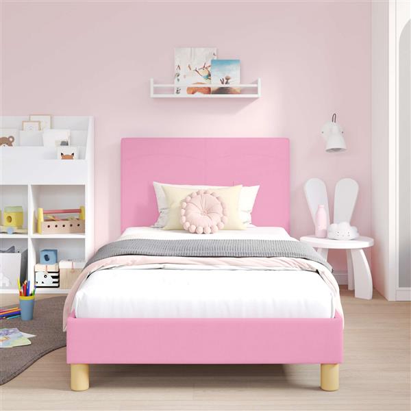 Grote foto vidaxl bedframe voor kinderen met hoofdbord roze 80 x 200 cm stof antiek en kunst stoelen en banken