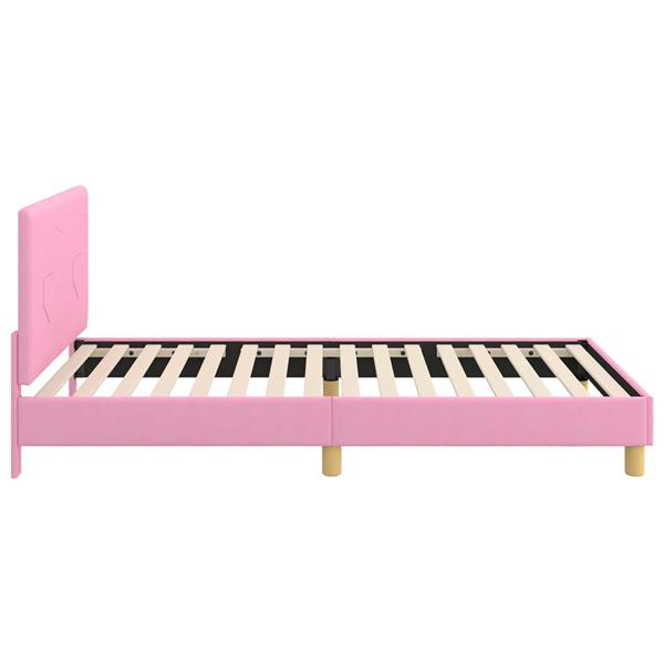 Grote foto vidaxl bedframe voor kinderen met hoofdbord roze 80 x 200 cm stof antiek en kunst stoelen en banken