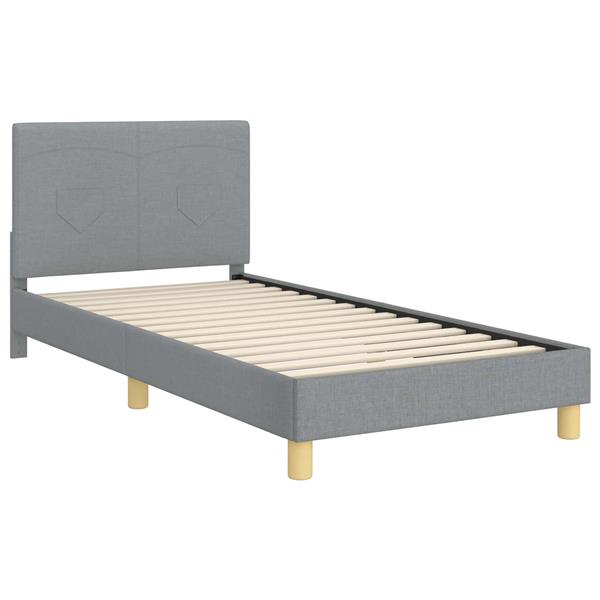 Grote foto vidaxl bedframe voor kinderen met hoofdbord lichtgrijs 80 x 200 cm antiek en kunst stoelen en banken