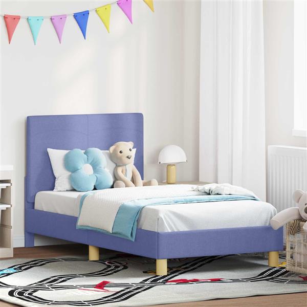 Grote foto vidaxl bedframe voor kinderen met hoofdbord jeans blauw 80 x 160 cm antiek en kunst stoelen en banken
