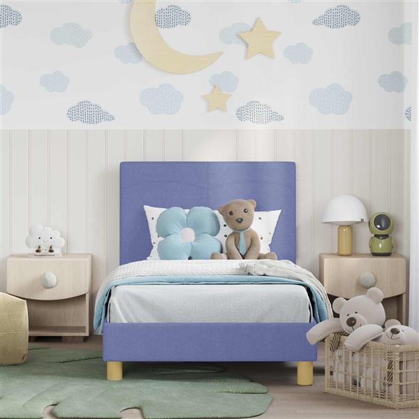 Grote foto vidaxl bedframe voor kinderen met hoofdbord jeans blauw 80 x 160 cm antiek en kunst stoelen en banken