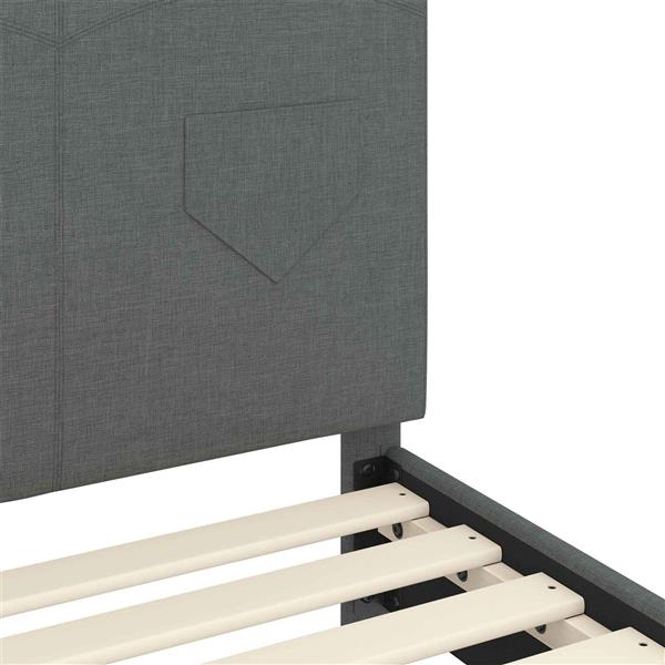 Grote foto vidaxl bedframe voor kinderen met hoofdbord donkergrijs 80 x 160 cm antiek en kunst stoelen en banken