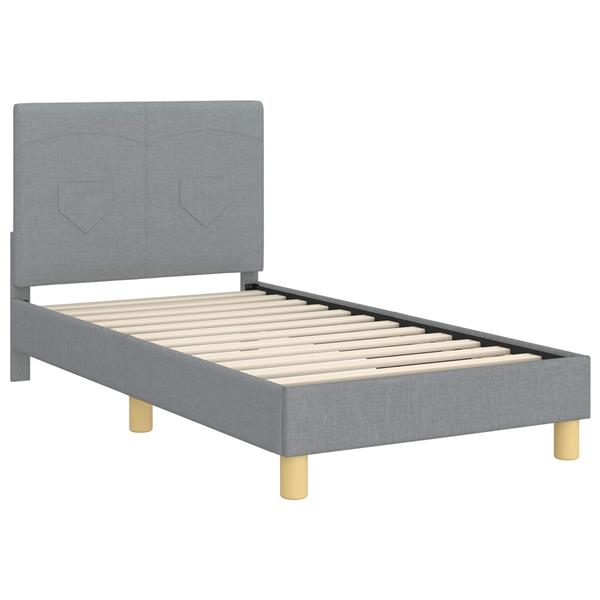 Grote foto vidaxl bedframe voor kinderen met hoofdbord lichtgrijs 80 x 160 cm antiek en kunst stoelen en banken