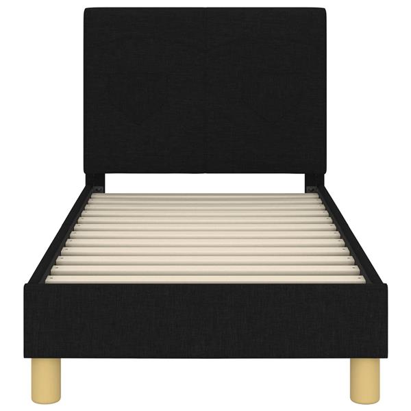 Grote foto vidaxl peuterbedframe met hoofdbord zwart 70 x 140 cm stof antiek en kunst stoelen en banken