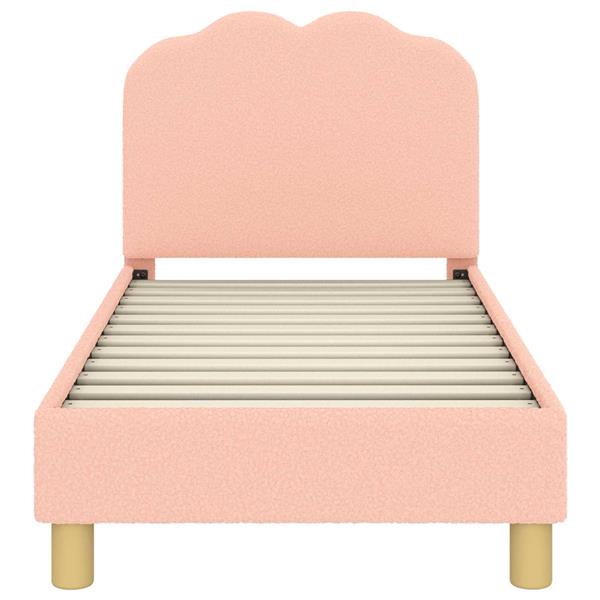 Grote foto vidaxl peuterbedframe met hoofdbord roze 70 x 140 cm schapenstof antiek en kunst stoelen en banken