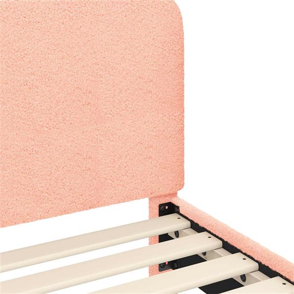 Grote foto vidaxl peuterbedframe met hoofdbord roze 70 x 140 cm schapenstof antiek en kunst stoelen en banken