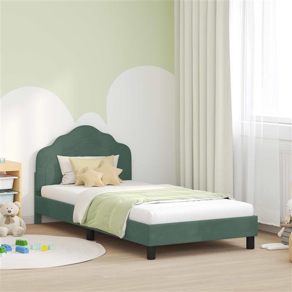 Grote foto vidaxl bedframe voor kinderen met hoofdbord zeegroen 90 x 200 cm antiek en kunst stoelen en banken