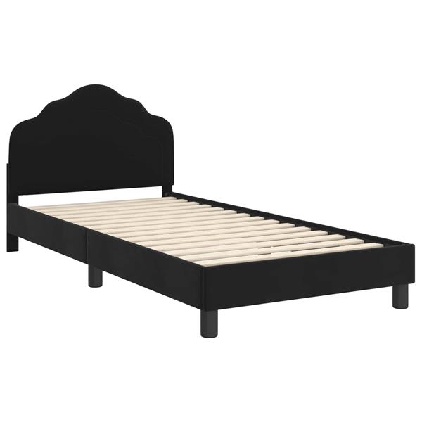 Grote foto vidaxl bedframe voor kinderen met hoofdbord zwart 90 x 200 cm fluweel antiek en kunst stoelen en banken