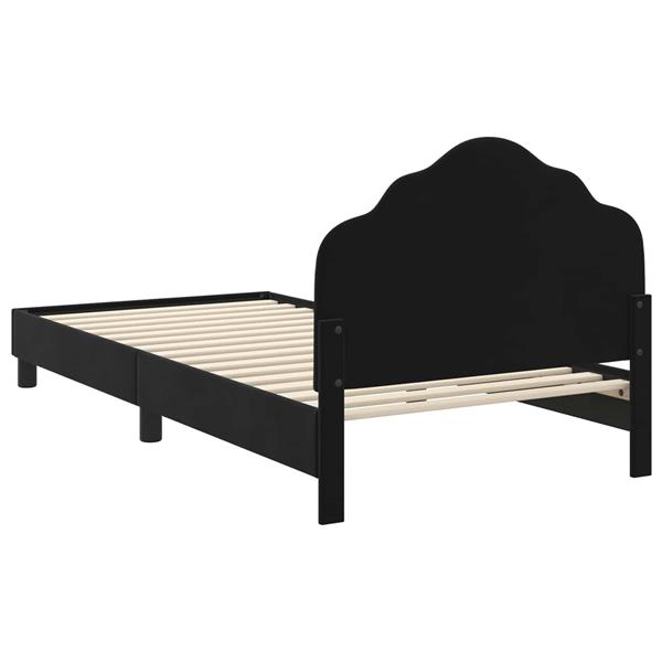 Grote foto vidaxl bedframe voor kinderen met hoofdbord zwart 90 x 200 cm fluweel antiek en kunst stoelen en banken
