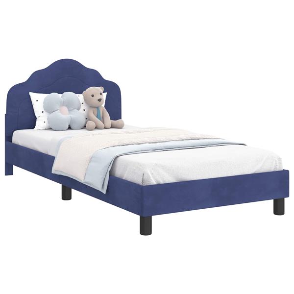 Grote foto vidaxl bedframe voor kinderen met hoofdbord politieblauw 90 x 190 cm antiek en kunst stoelen en banken