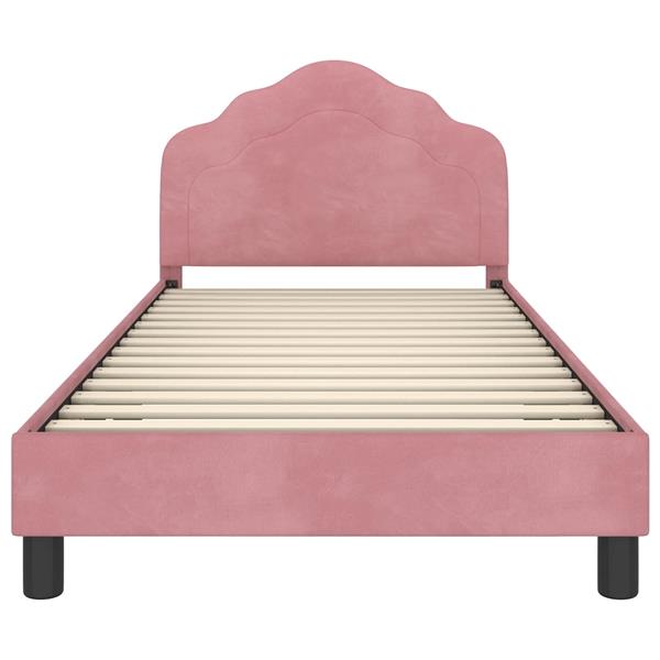 Grote foto vidaxl bedframe voor kinderen met hoofdbord roze 80 x 200 cm fluweel antiek en kunst stoelen en banken
