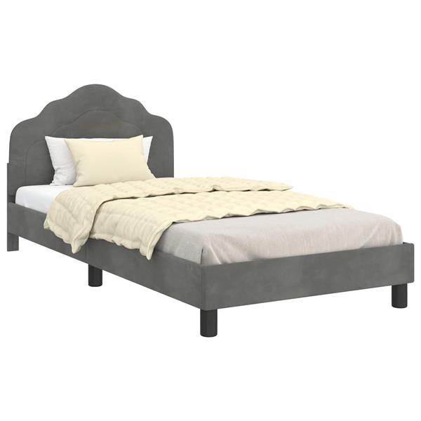 Grote foto vidaxl bedframe voor kinderen met hoofdbord donkergrijs 80 x 200 cm antiek en kunst stoelen en banken