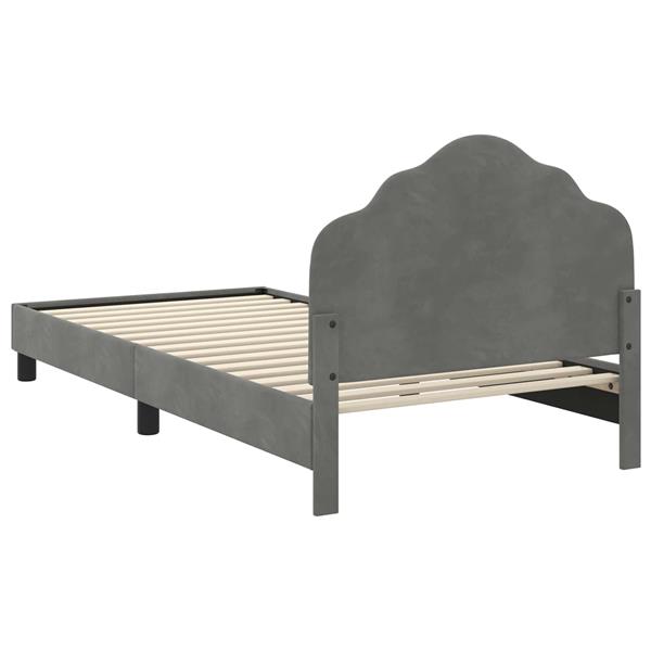 Grote foto vidaxl bedframe voor kinderen met hoofdbord donkergrijs 80 x 200 cm antiek en kunst stoelen en banken