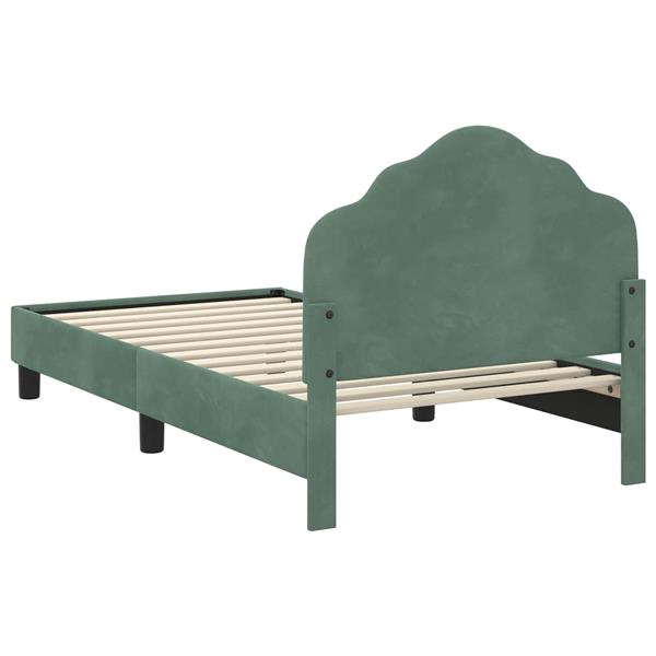 Grote foto vidaxl bedframe voor kinderen met hoofdbord zeegroen 80 x 160 cm antiek en kunst stoelen en banken