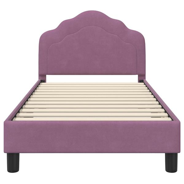 Grote foto vidaxl bedframe voor kinderen met hoofdbord paars 80 x 160 cm fluweel antiek en kunst stoelen en banken