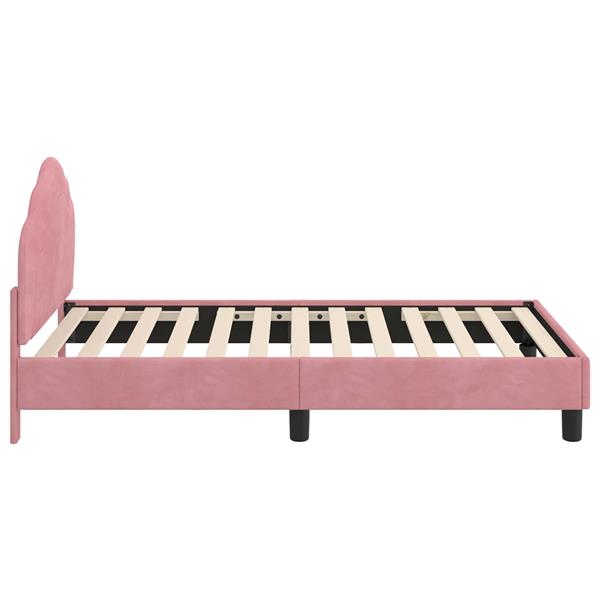 Grote foto vidaxl bedframe voor kinderen met hoofdbord roze 80 x 160 cm fluweel antiek en kunst stoelen en banken