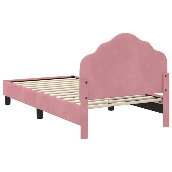 Grote foto vidaxl bedframe voor kinderen met hoofdbord roze 80 x 160 cm fluweel antiek en kunst stoelen en banken