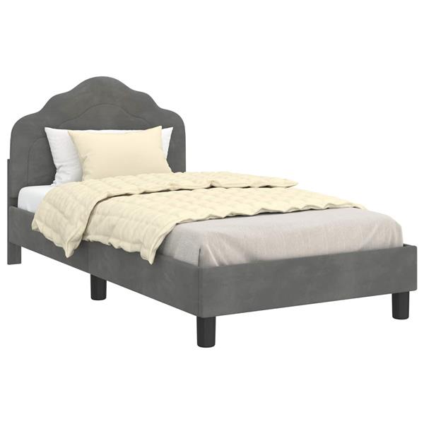 Grote foto vidaxl bedframe voor kinderen met hoofdbord donkergrijs 80 x 160 cm antiek en kunst stoelen en banken