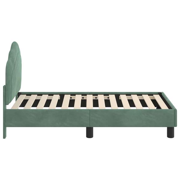 Grote foto vidaxl peuterbedframe met hoofdbord zeegroen 70 x 140 cm fluweel antiek en kunst stoelen en banken