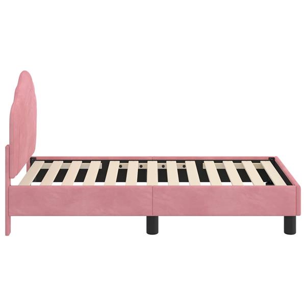 Grote foto vidaxl peuterbedframe met hoofdbord roze 70 x 140 cm fluweel antiek en kunst stoelen en banken