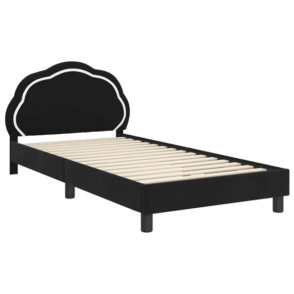 Grote foto vidaxl bedframe voor kinderen met hoofdbord zwart 90 x 200 cm fluweel antiek en kunst stoelen en banken