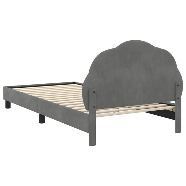 Grote foto vidaxl bedframe voor kinderen met hoofdbord donkergrijs 90 x 190 cm antiek en kunst stoelen en banken