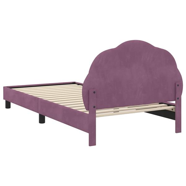 Grote foto vidaxl bedframe voor kinderen met hoofdbord paars 80 x 200 cm fluweel antiek en kunst stoelen en banken