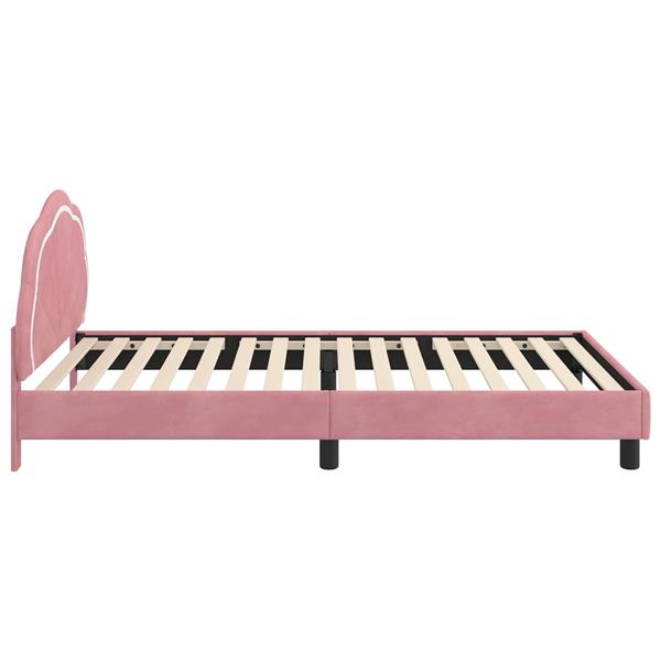 Grote foto vidaxl bedframe voor kinderen met hoofdbord roze 80 x 200 cm fluweel antiek en kunst stoelen en banken