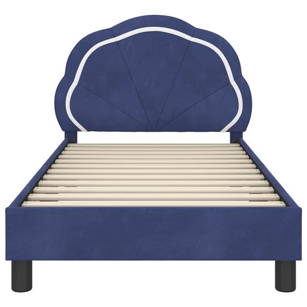 Grote foto vidaxl bedframe voor kinderen met hoofdbord politieblauw 80 x 160 cm antiek en kunst stoelen en banken