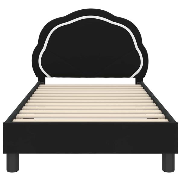 Grote foto vidaxl bedframe voor kinderen met hoofdbord zwart 80 x 160 cm fluweel antiek en kunst stoelen en banken