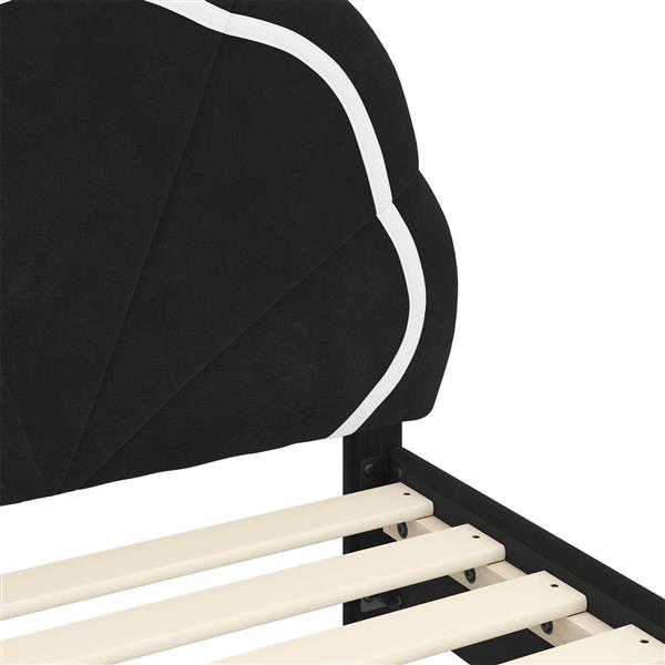 Grote foto vidaxl bedframe voor kinderen met hoofdbord zwart 80 x 160 cm fluweel antiek en kunst stoelen en banken