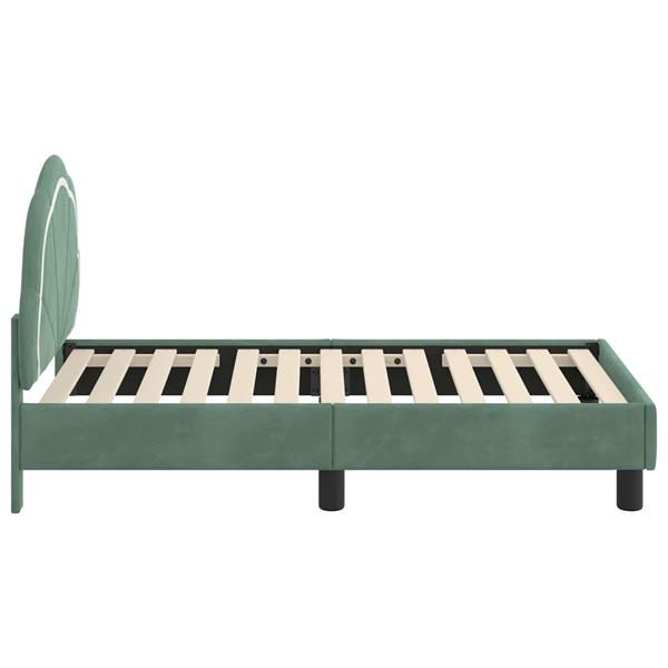 Grote foto vidaxl peuterbedframe met hoofdbord zeegroen 70 x 140 cm fluweel antiek en kunst stoelen en banken