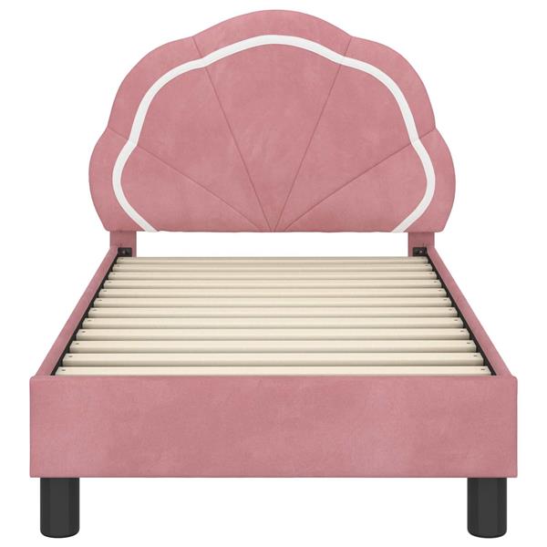 Grote foto vidaxl peuterbedframe met hoofdbord roze 70 x 140 cm fluweel antiek en kunst stoelen en banken