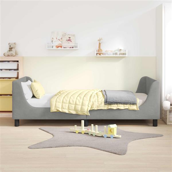 Grote foto vidaxl bedframe voor kinderen met hoofdbord lichtgrijs 90 x 200 cm antiek en kunst stoelen en banken