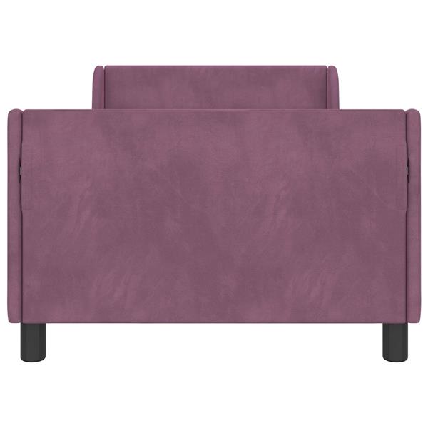 Grote foto vidaxl bedframe voor kinderen met hoofdbord paars 90 x 190 cm fluweel antiek en kunst stoelen en banken