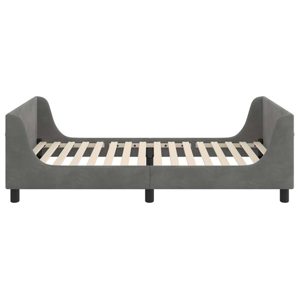 Grote foto vidaxl bedframe voor kinderen met hoofdbord donkergrijs 90 x 190 cm antiek en kunst stoelen en banken