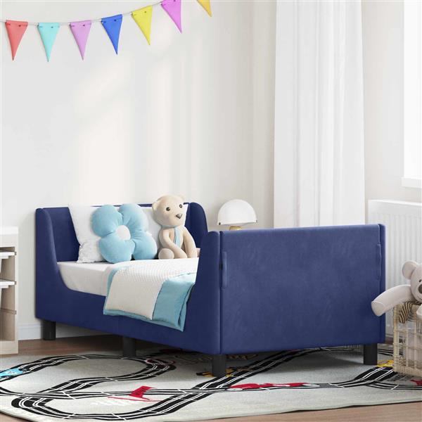 Grote foto vidaxl bedframe voor kinderen met hoofdbord politieblauw 80 x 160 cm antiek en kunst stoelen en banken