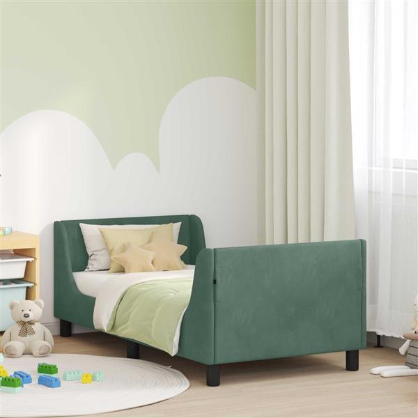 Grote foto vidaxl bedframe voor kinderen met hoofdbord zeegroen 80 x 160 cm antiek en kunst stoelen en banken