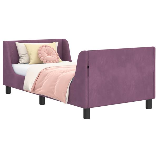 Grote foto vidaxl bedframe voor kinderen met hoofdbord paars 80 x 160 cm fluweel antiek en kunst stoelen en banken