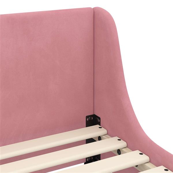 Grote foto vidaxl bedframe voor kinderen met hoofdbord roze 80 x 160 cm fluweel antiek en kunst stoelen en banken