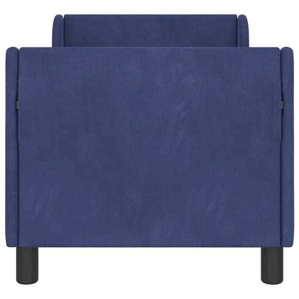 Grote foto vidaxl peuterbedframe met hoofdbord politieblauw 70 x 140 cm fluweel antiek en kunst stoelen en banken