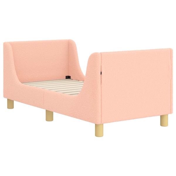 Grote foto vidaxl peuterbedframe met hoofdbord roze 70 x 140 cm schapenstof antiek en kunst stoelen en banken