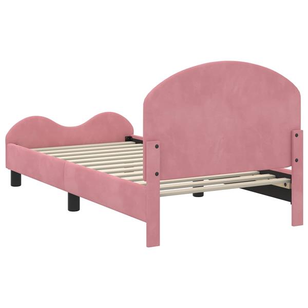 Grote foto vidaxl bedframe voor kinderen met hoofdbord roze 80 x 160 cm fluweel antiek en kunst stoelen en banken