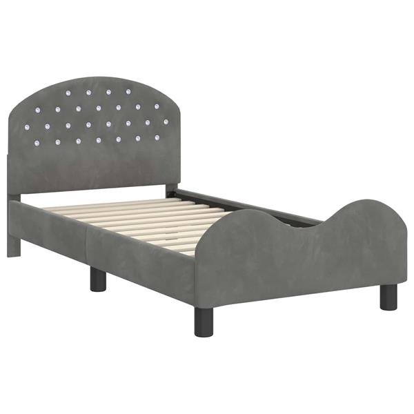 Grote foto vidaxl bedframe voor kinderen met hoofdbord donkergrijs 80 x 160 cm antiek en kunst stoelen en banken
