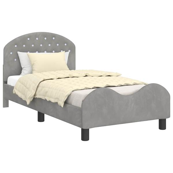 Grote foto vidaxl bedframe voor kinderen met hoofdbord lichtgrijs 80 x 160 cm antiek en kunst stoelen en banken