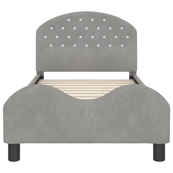 Grote foto vidaxl bedframe voor kinderen met hoofdbord lichtgrijs 80 x 160 cm antiek en kunst stoelen en banken