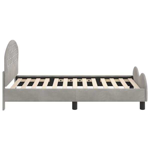 Grote foto vidaxl bedframe voor kinderen met hoofdbord lichtgrijs 80 x 160 cm antiek en kunst stoelen en banken