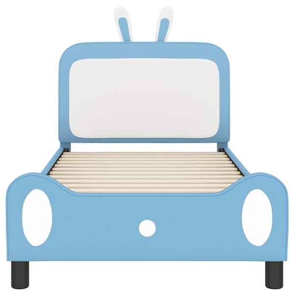 Grote foto vidaxl bedframe voor kinderen met hoofdbord blauw 90 x 190 cm pu antiek en kunst stoelen en banken