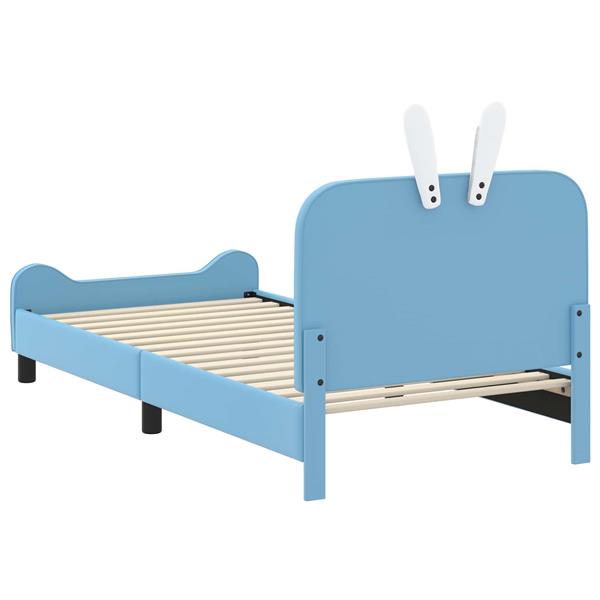 Grote foto vidaxl bedframe voor kinderen met hoofdbord blauw 90 x 190 cm pu antiek en kunst stoelen en banken